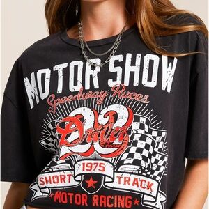 1975 motor show cropped tee shirt